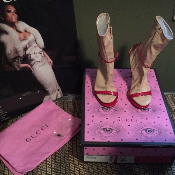 Beautiful Sexy GUCCI LATTICE RED HEELS, EU 39.5 - Picture 1 of 8
